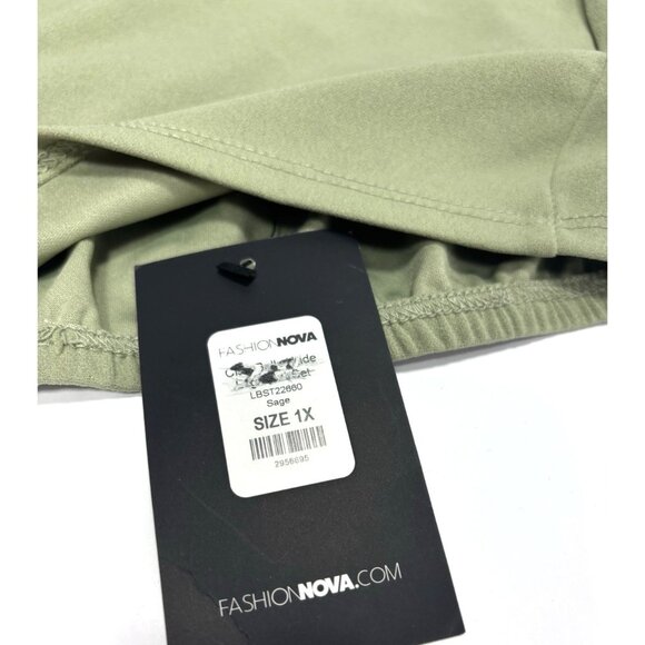Fashion Nova Womens Plus Size 1X Sage Green Sleeveless Criss Cross Cropped Top - Picture 2 of 7